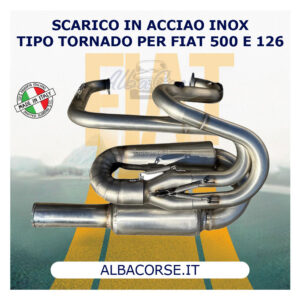 Scarico in acciaio inox tipo TORNADO per Fiat 500 e 126