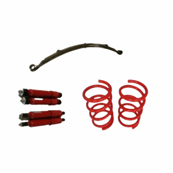 kit assetto sportivo con molle rosse da 19cm ammortizzatori e balestra per fiat 500/126